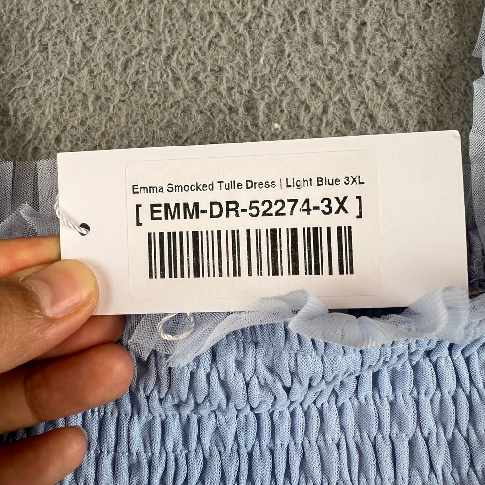 Baltic Born Light Blue Emma Smocked Tulle Dress Ruffle Strap 3XL - Picture 10 of 13